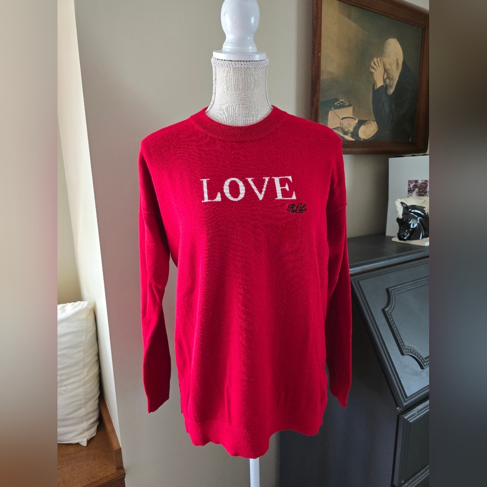 Lauren Ralph Lauren Black Label Size Medium Red LOVE Crewneck sweater